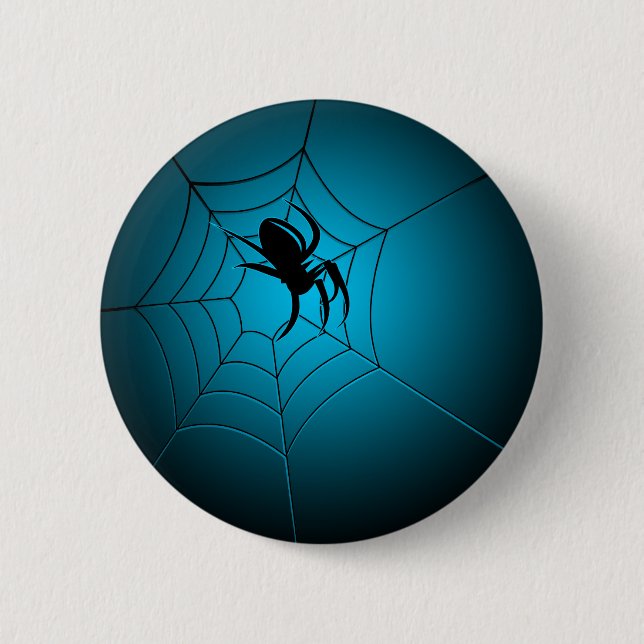 Schwarze Spinne Halloweens auf Netz Button (Vorderseite)