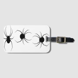 Schwarze Spinnen auf Weiß Gepäckanhänger