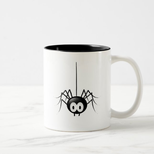 Schwarze Spinnen-niedliches Halloween-Geschenk Zweifarbige Tasse (Rechts)