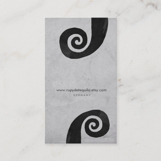 Schwarze Spirale bedrückte handgefertigte Visitenk Visitenkarte (Vorderseite)