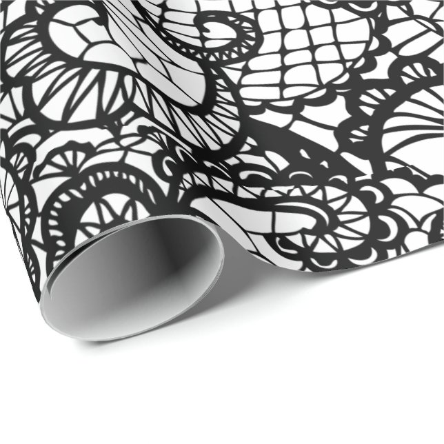 Schwarze Spitze auf Weiß Geschenkpapier (Rolleneckpunkt)