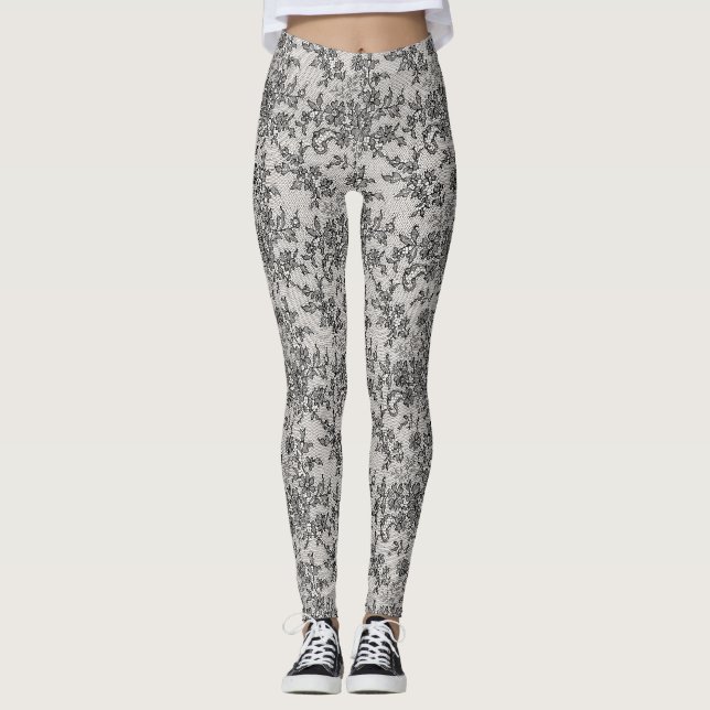 Schwarze Spitze Leggings (Vorderseite)