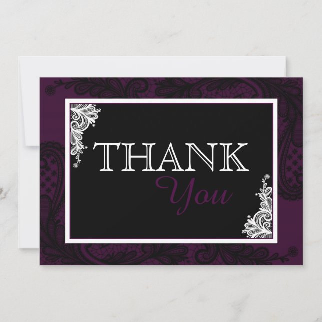 Schwarze Spitze-Pflaume moderner Goth danken Ihnen Dankeskarte (Vorderseite)