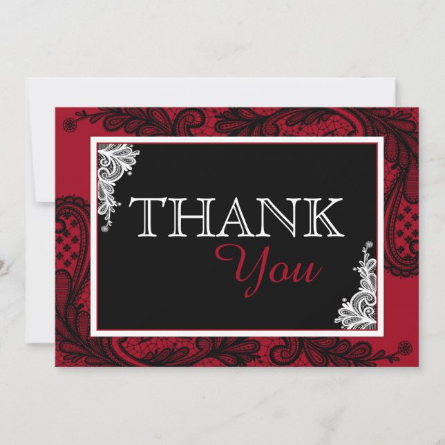 Schwarze Spitze roter moderner Goth danken Ihnen Dankeskarte (Vorderseite)