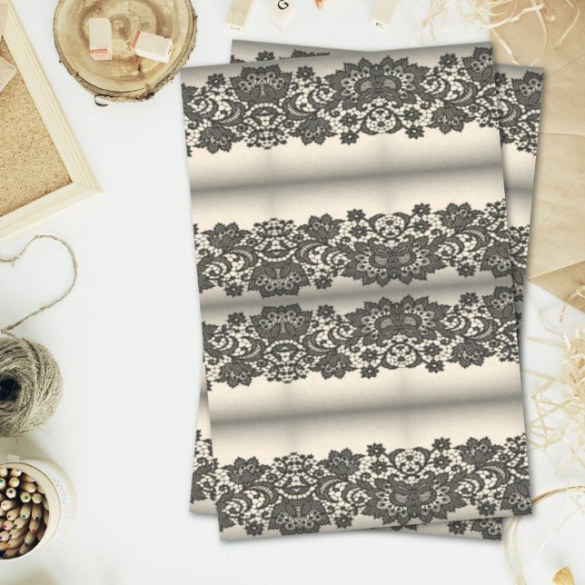 schwarze Spitze Seidenpapier (black lace tissue paper)