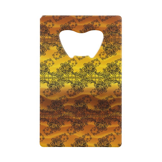 Schwarze Spitze über goldene Waves Kreditkarten Flaschenöffner (Vorderseite)