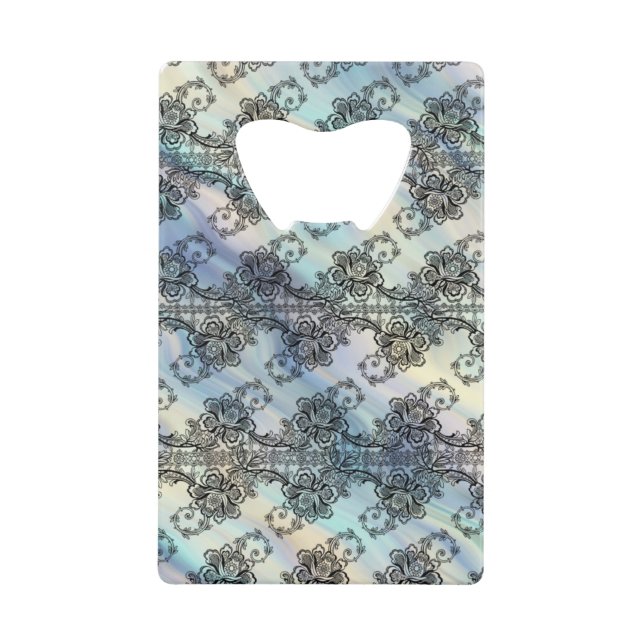 Schwarze Spitze über Pastellströmungen Kreditkartenflaschenöffner (Vorderseite)