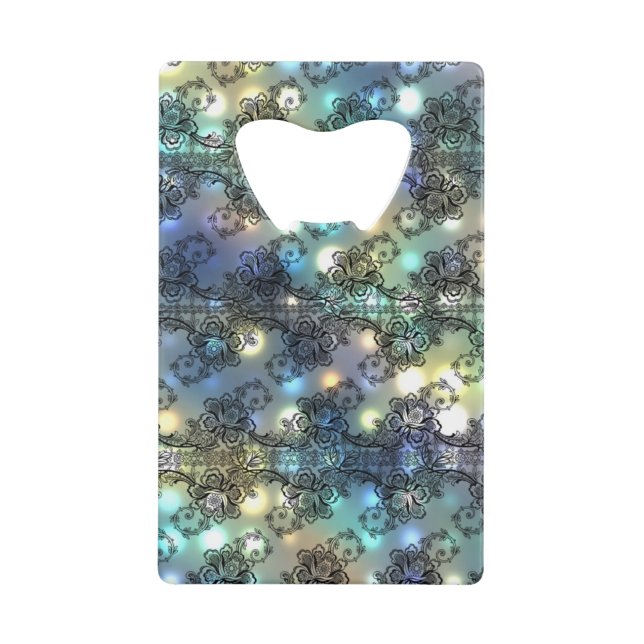 Schwarze Spitze über weiche Pastellfarben - Highli Geldbeutel Flaschenöffner (Vorderseite)