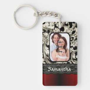 Schwarze Spitze und Damast Schlüsselanhänger