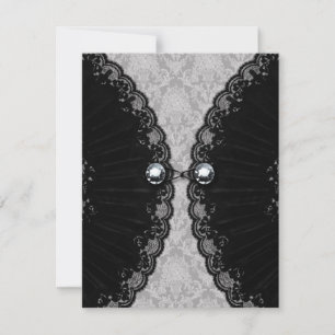 Schwarze Spitze und Diamant-Look-Goth-Hochzeit Einladung