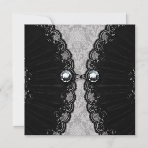 Schwarze Spitze und Diamant-Look-Goth-Hochzeit Einladung