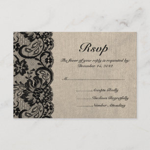 Schwarze Spitze-und Leinwand-Hochzeit UAWG Karte