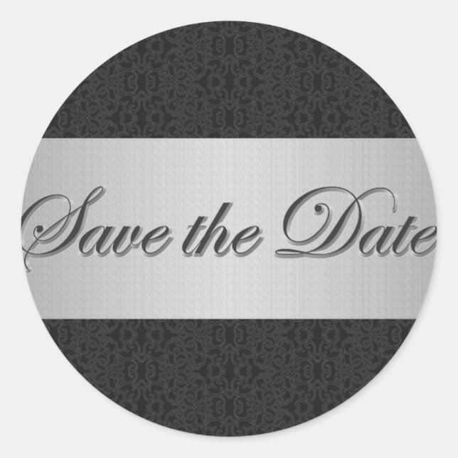 Schwarze Spitze und Silber Save the Date Aufkleber (Vorderseite)