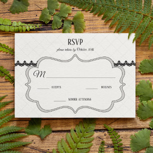 Schwarze Spitzen auf weißer Brausektion RSVP Karte