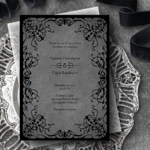 Schwarze Spitzen-Gotische Hochzeit Einladung