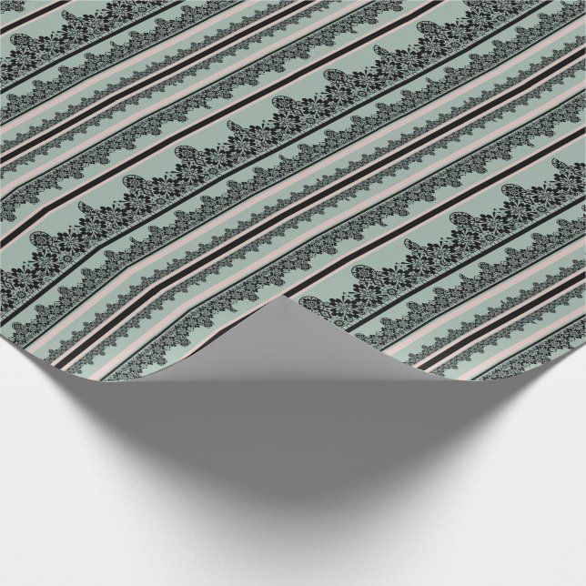 Schwarze Spitzen, Kissen zum Auswerfen Geschenkpapier (Ecke)