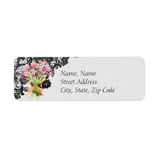 Schwarze Spitzen- und Blumenzellenadresse