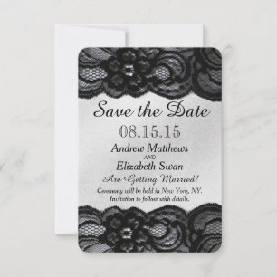 Schwarze Spitzen und Satin Save the Date