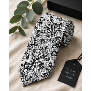 Schwarze Spitzen Vintage Krawatte