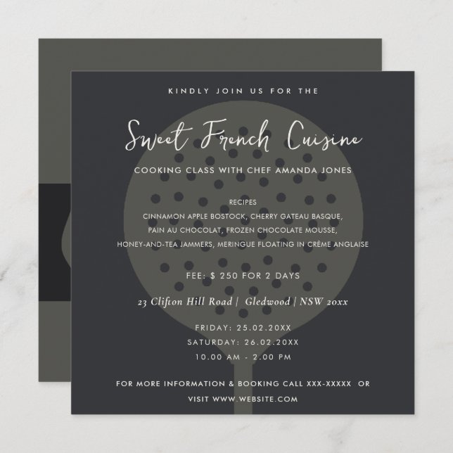 SCHWARZE SPOON FORK COOKKLASSE EINLADEN VORLAGE (Vorne/Hinten)