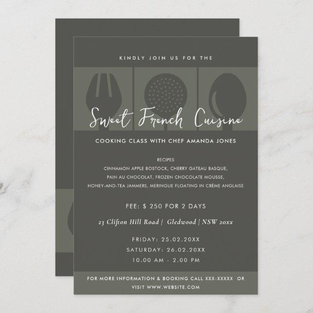 SCHWARZE SPOON FORK COOKKLASSE EINLADEN VORLAGE (Vorne/Hinten)