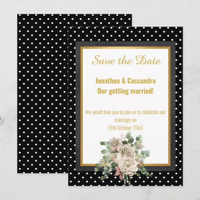 SCHWARZE SPOT LAYER ROSE EUCALYPTUS SAVE THE DATE (Vorne/Hinten)