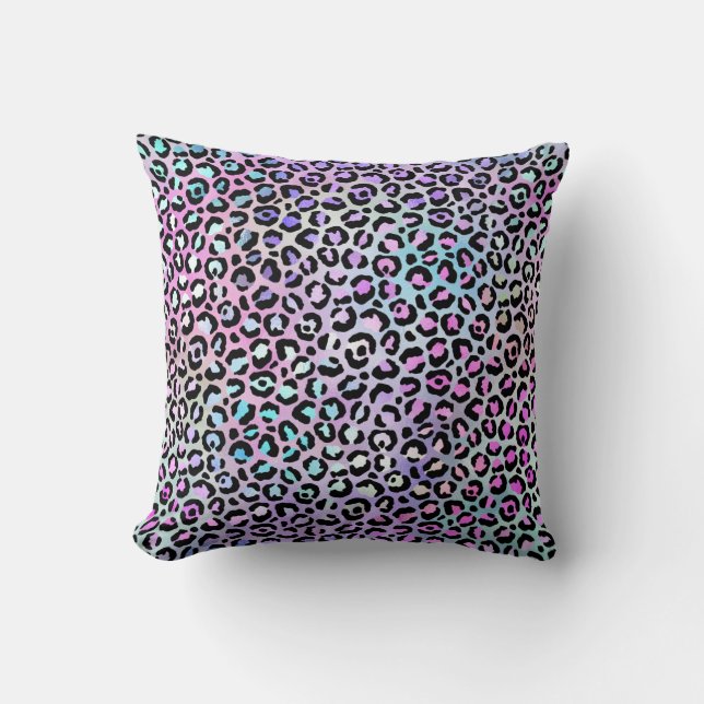 *~* Schwarze Spots Leopard Regenbogen Tierwerbung Kissen (Vorderseite)