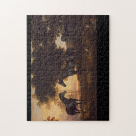 Schwarze Stallions-Vintage Malerei von George Puzzle