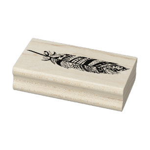 Schwarze Stammes- Bohemische Feder Gummistempel