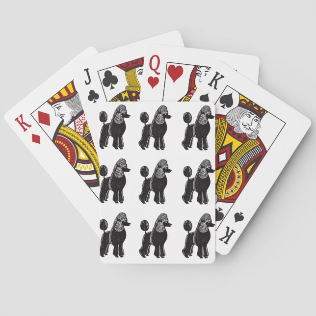 Schwarze Standard Poodles Muster Playing Cards Spielkarten (Rückseite)