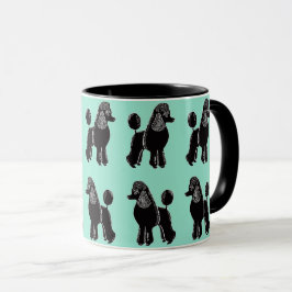Schwarze Standardpudel-Muster-Minzen-Tasse Tasse