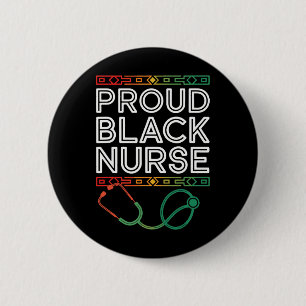 Schwarze Starke Krankenschwester Afro Mädchen Mela Button