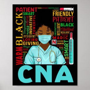 Schwarze Starke Krankenschwester Cna Afro Melanin Poster