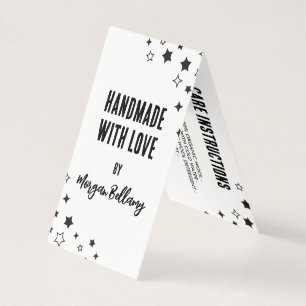 Schwarze Sterne handgefertigt mit Liebe Hang Tag