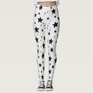 Schwarze Sterne im weißen Hintergrund Leggings