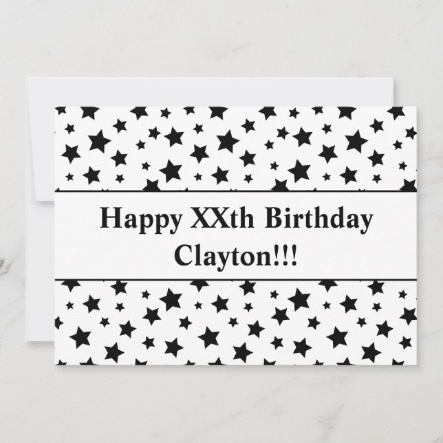 Schwarze Sterne mit Botschaft zum Geburtstag Einla Einladung (Vorderseite)