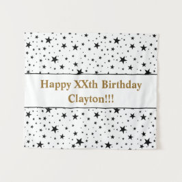 Schwarze Sterne mit Botschaft zum Geburtstag Wandteppich