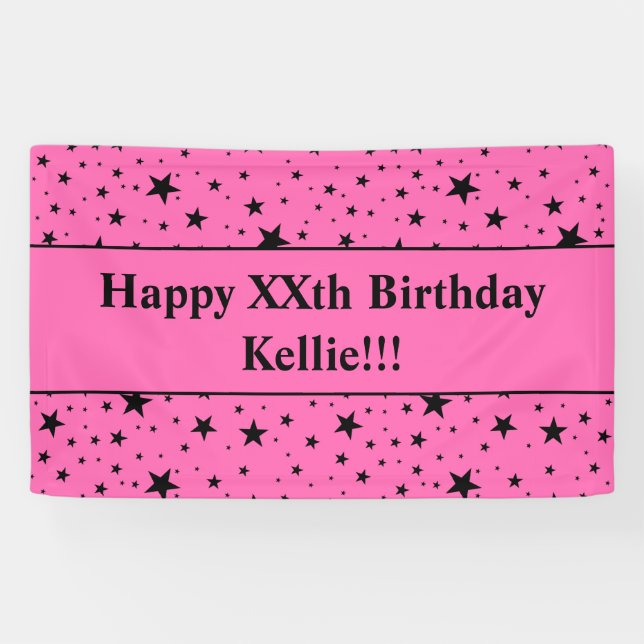 Schwarze Sterne mit rosafarbener Botschaft zum Geb Banner (Horizontal)