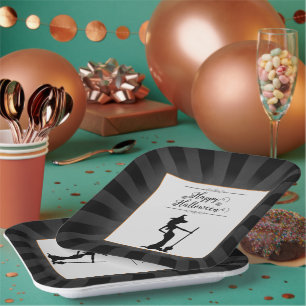 Schwarze Sternexplosion Hexe Halloween Pappteller