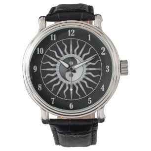 Schwarze Sternexplosion Yin Yang Armbanduhr