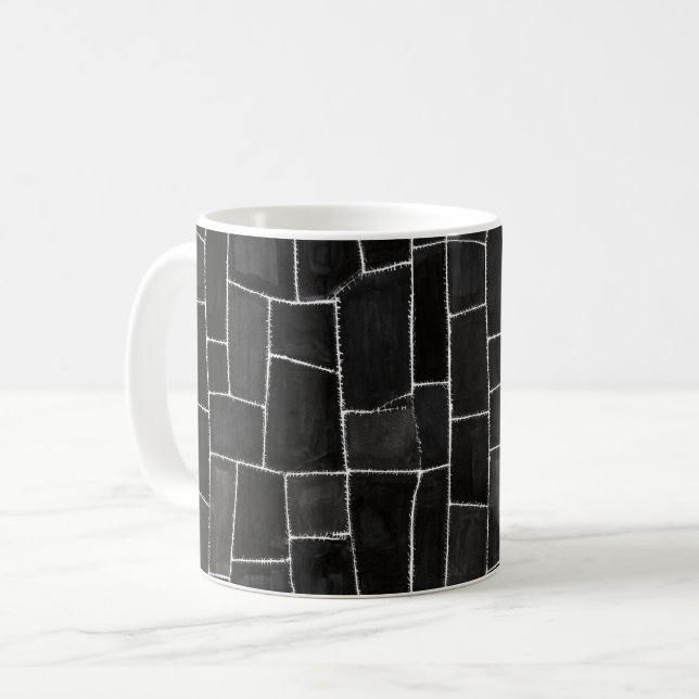 Schwarze Stiche Kaffeetasse (Vorderseite Links)