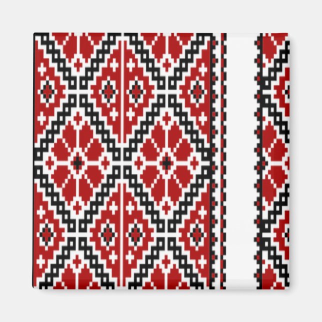 Schwarze Stickerei in krianischer Farbe Magnet (Vorne)