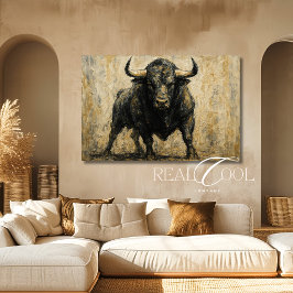 Schwarze Stier-Western-Wandkunstmalerei auf Leinwa Leinwanddruck