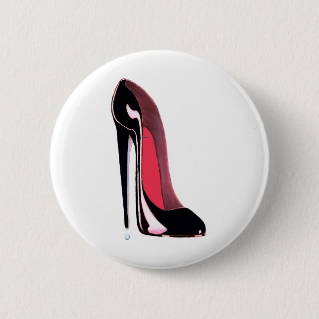 Schwarze Stilett-Schuh-Kunst Button (Vorderseite)