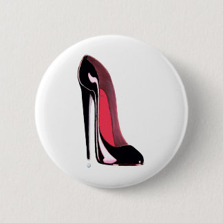 Schwarze Stilett-Schuh-Kunst Button