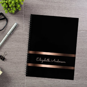 Schwarze, stilvolle Bronze-Business-leere Seiten Notizbuch