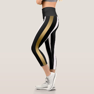 Schwarze Streifen Capri Leggings