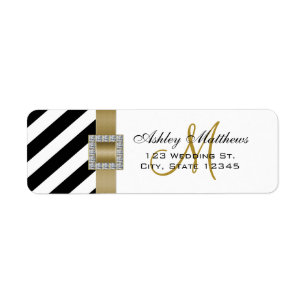 Schwarze Streifen, Goldband Monogramm für Hochzeit