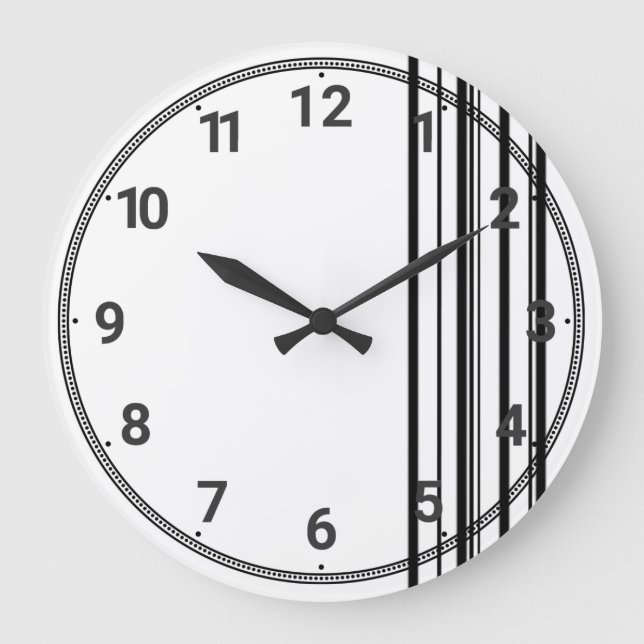 Schwarze Streifen Große Wanduhr (Vorderseite)