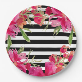 Schwarze Streifen in Wasserfarbe Pappteller